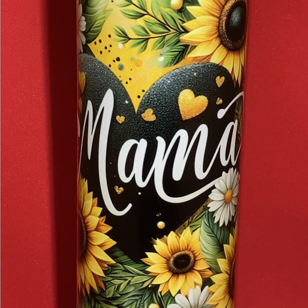 Floral Mama Tumbler - Black and Yellow